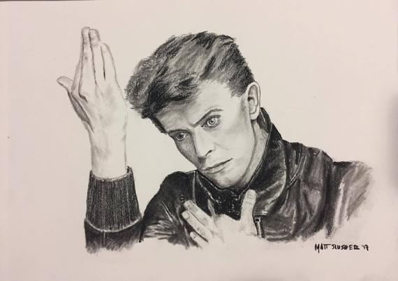 570x402 david bowie charcoal sketch etsy - David Bowie Drawing