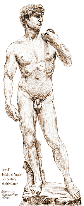 287x700 David Sketch Drawing - David Drawing