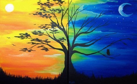474x291 Day And Night Tree - Day And Night Drawing