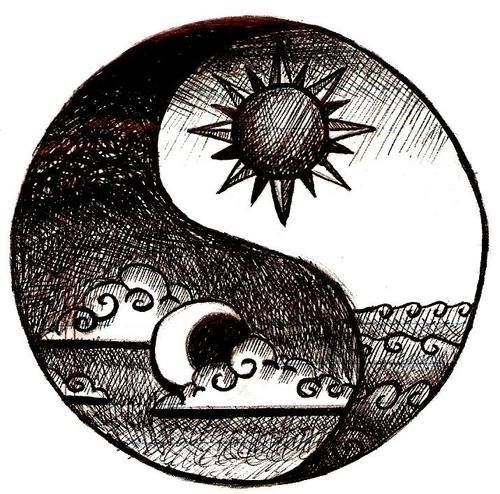 500x494 Yin And Yang, Pen And Ink, Day And Night For Diy T Shirt Diy - Day And Night Drawing
