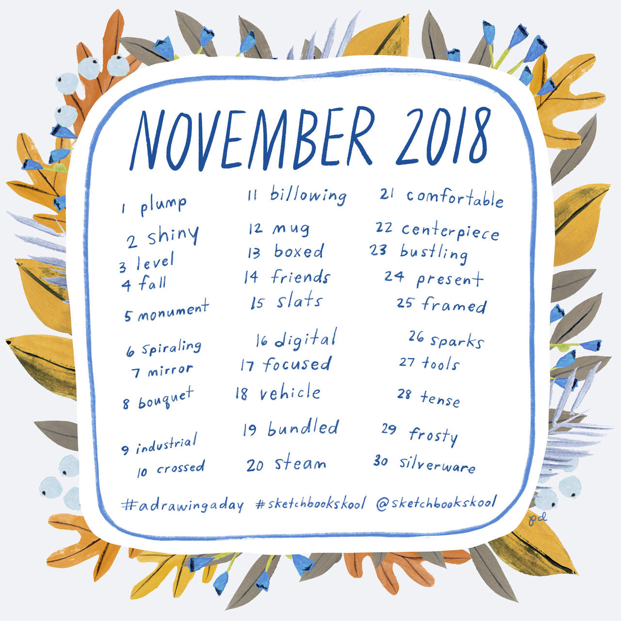 1280x1280 A Drawing A Day November Drawing Word Prompt List - Day Drawing