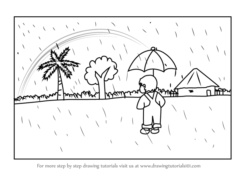 800x567 Learn How To Draw A Rainy Day Scene - Day Drawing