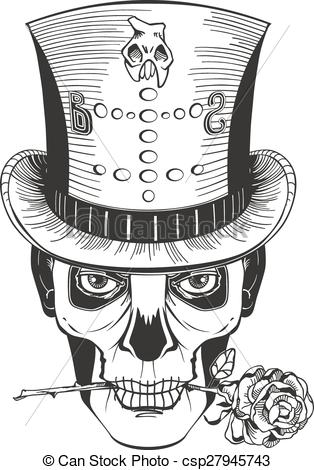 314x470 Day Of The Dead, Baron Samedi Drawing, Vector - Day Of The Dead Drawings