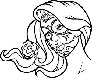 302x255 How To Draw Day Of The Dead Face, Step - Day Of The Dead Drawings