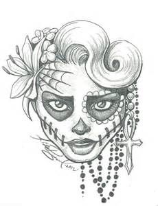 230x300 Catrina Day Of The Dead Colouring Pages Sugar Skulls Drawings - Day Of The Dead Drawings