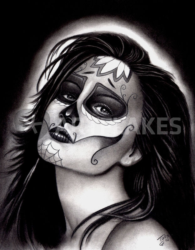 622x800 Day Of The Dead Girl Drawing Art Prints And Posters - Day Of The Dead Girl Drawing