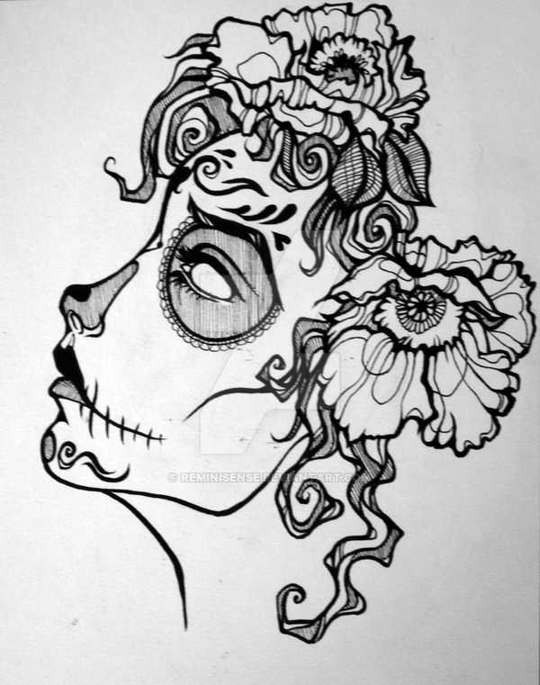 600x761 Profile Day Of The Dead - Day Of The Dead Girl Drawing