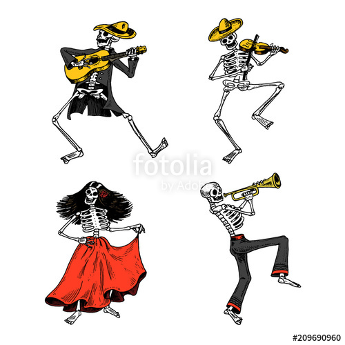 500x500 Day Of The Dead Mexican National Holiday Original Inscription - Day Of The Dead Skeleton Drawings