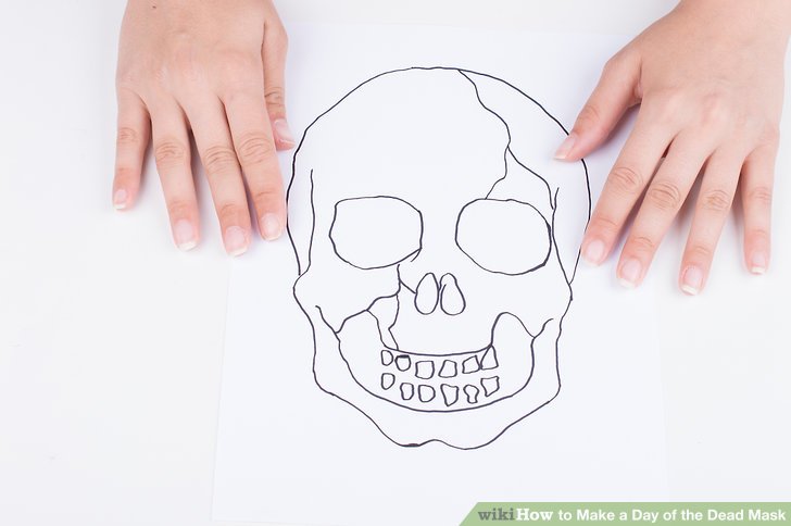 728x484 How To Make A Day Of The Dead Mask Steps - Day Of The Dead Skeleton Drawings