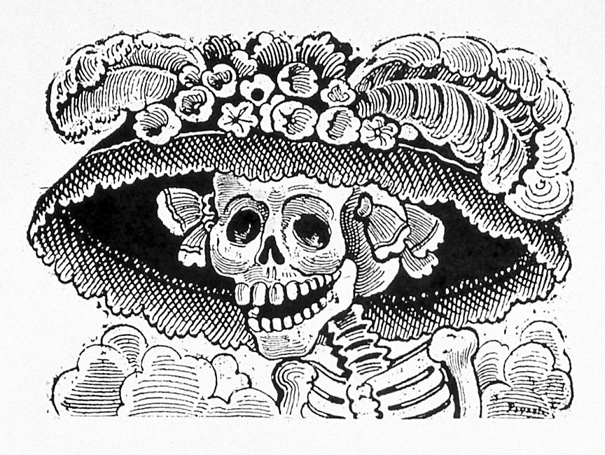 864x650 La Catrina Mexico's Grande Dame Of Death - Day Of The Dead Skeleton Drawings