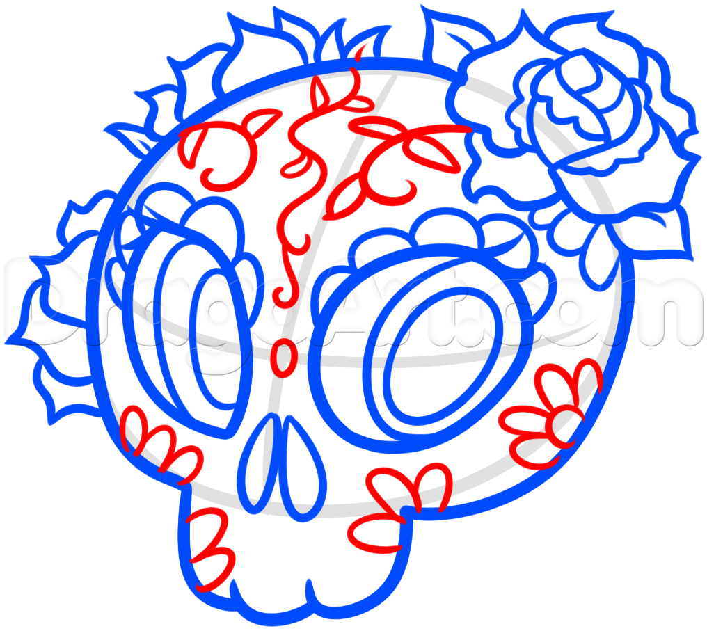 1016x907 How To Draw Day Of The Dead Skull, Step - Day Of The Dead Skull Drawings
