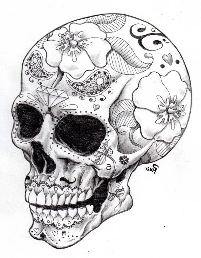 798x1024 Day Of The Dead Skull Drawing At Getdrawings Free For Personal - Day Of The Dead Skull Drawings