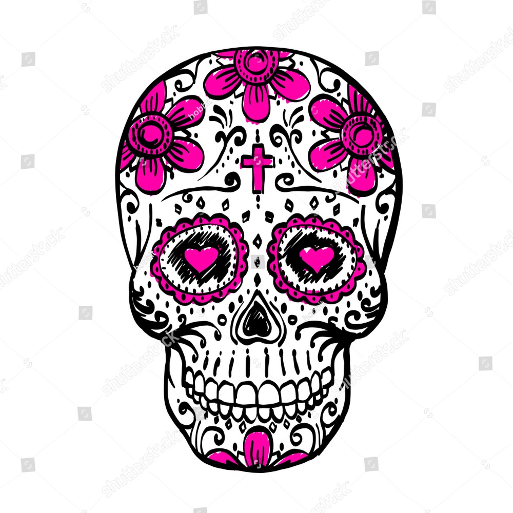1000x1000 Day Of The Dead Skull Sketch Draw Skull Sugar Flower Skull - Day Of The Dead Skull Drawings