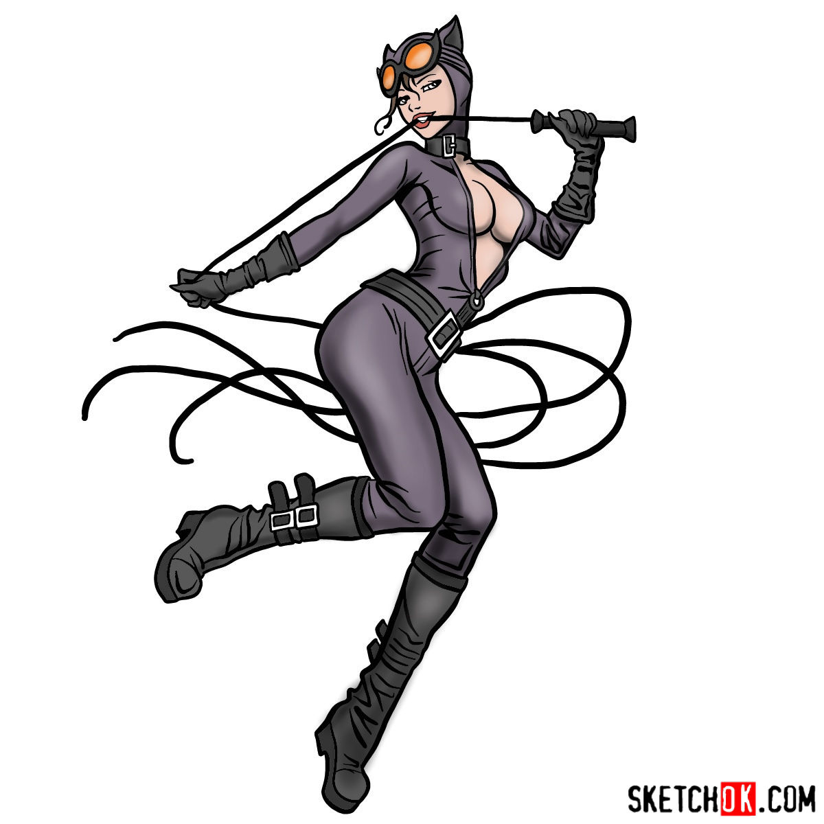1200x1200 How To Draw Catwoman Superheroine From Dc Comics - Dc Comics Drawings