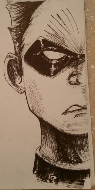 320x640 It'a Bird, It's A Plane, No! It's An Ink Drawing Of Damian Wayne - Dc Drawings