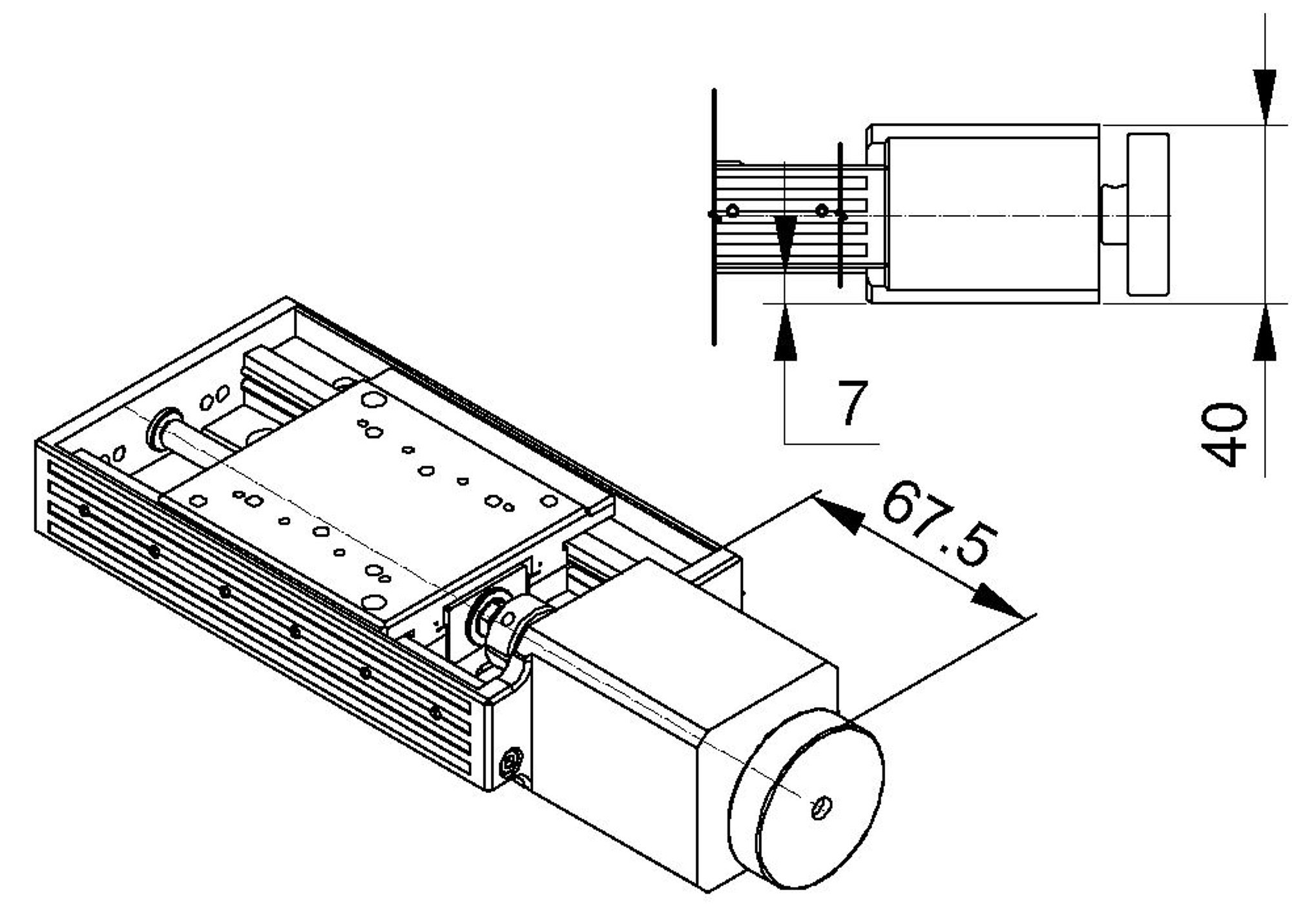 2000x1431 Vt Linear Stage - Dc Motor Drawing