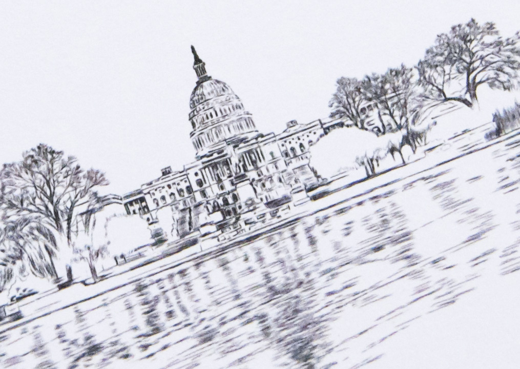 1015x720 washington, dc skyline hand drawn save the date cards - Dc Skyline Drawing