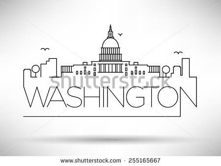 450x338 Washington D C City Line Silhouette Typographic Design Vector - Dc Skyline Drawing