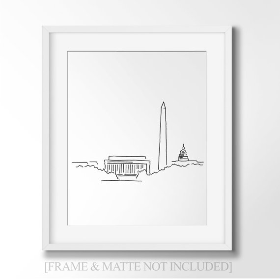 570x570 washington dc skyline line art for travel lovers minimalist etsy - Dc Skyline Drawing