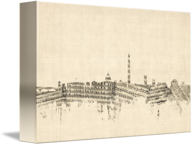 650x489 washington dc skyline sheet music cityscape - Dc Skyline Drawing