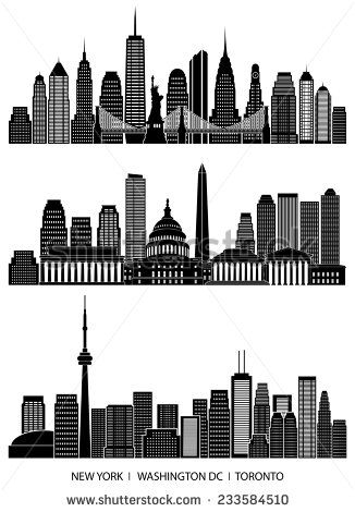 326x470 City Skyline Detailed Silhouette Set - Dc Skyline Drawing