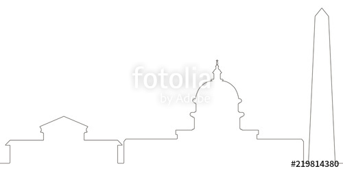 500x250 Continous Line Skyline Of Washington D C Stock Image And Royalty - Dc Skyline Drawing