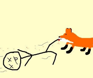 300x250 Fox Dragging A Dead Body Drawing - Dead Body Drawing