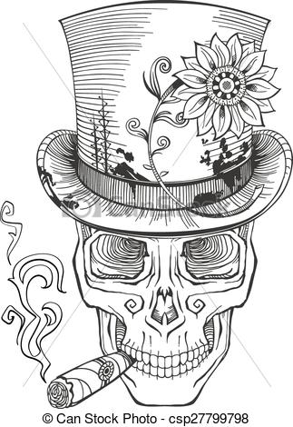 323x470 day of the dead, baron samedi drawing, vector - Dead Drawing