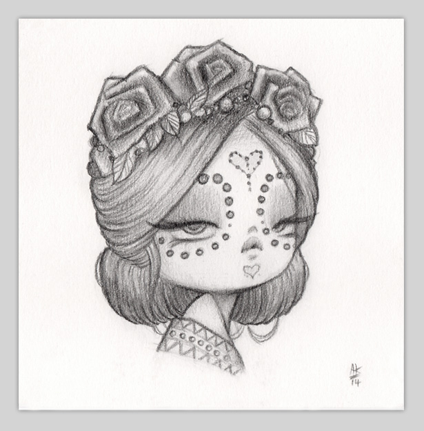 615x625 original pencil drawing little bride of woe anarkitty pop - Dead Drawing