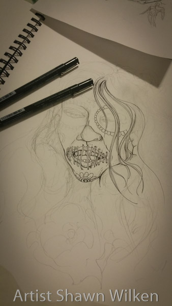 338x600 Shawn Wilken The Day Of The Dead Drawing From The Sketchbook - Dead Drawing