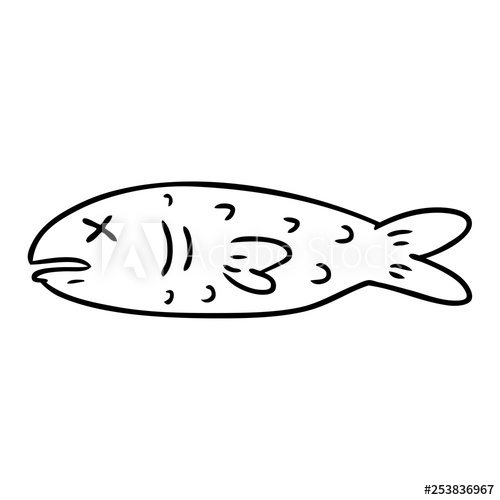 500x500 Line Drawing Doodle Of A Dead Fish - Dead Fish Drawing