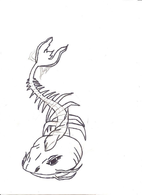 600x825 Skeleton Fish Drawing - Dead Fish Drawing