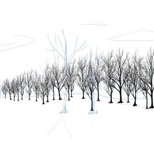 500x474 Complete Drawing With Stamp Only! Draw A Backlight Sunset Scene - Dead Forest Drawing