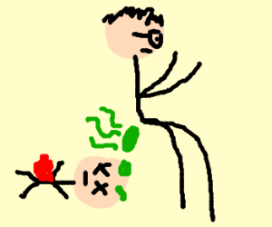 300x250 Guy Poops Green Feces On Dead Guy Drawing - Dead Mans Drawing