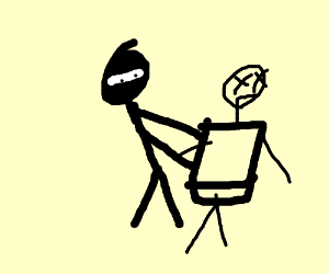 300x250 ninja carrying a bag with a dead person drawing - Dead Person Drawing