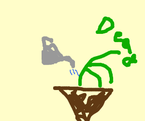 300x250 watering a dead plant drawing - Dead Plant Drawing