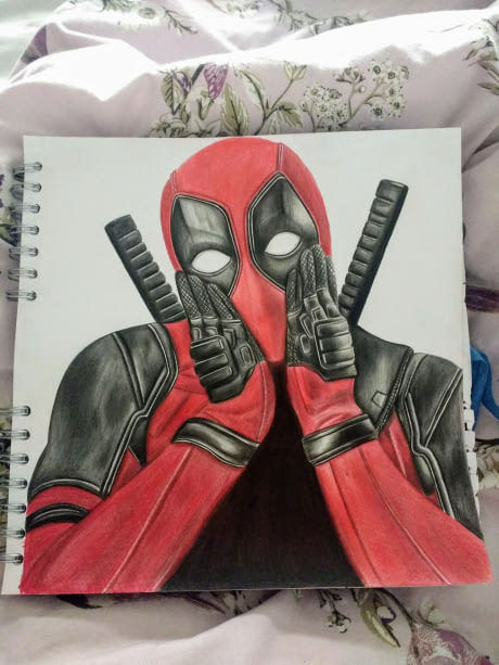460x613 Deadpool Pencil Crayon Drawing - Deadpool Crayon Drawing