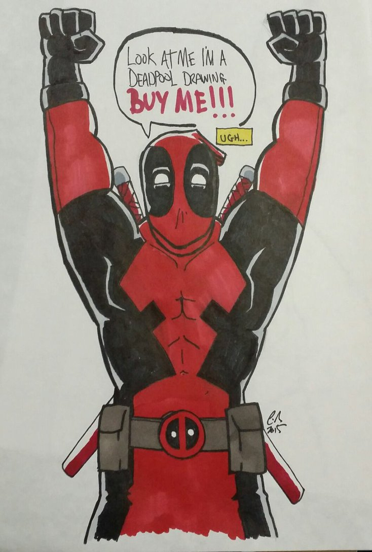 734x1089 Deadpool Drawing - Deadpool Drawing