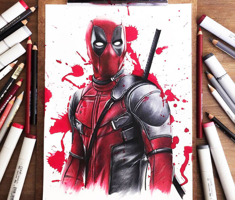 750x640 Deadpool Drawing - Deadpool Drawing
