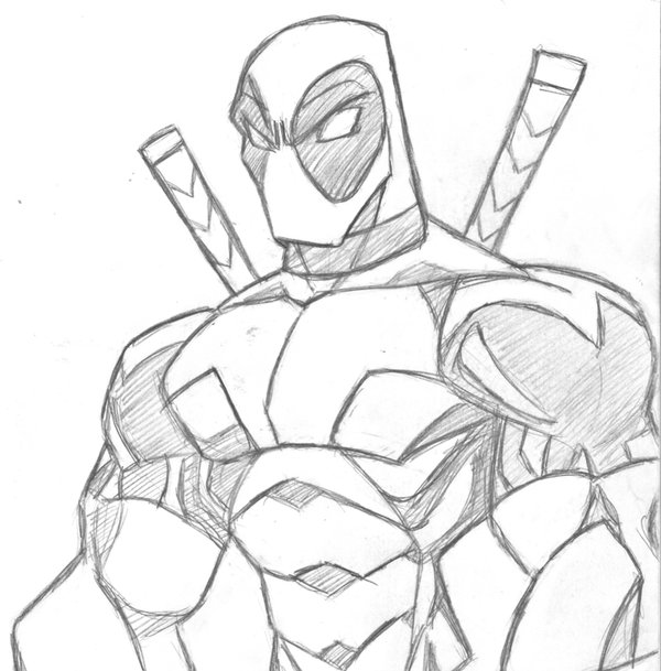 600x609 Deadpool Drawing How To Draw Deadpool - Deadpool Drawing