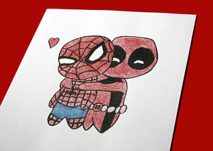 300x213 deadpool crayon drawing spider man homecoming replica prop - Deadpool Drawing