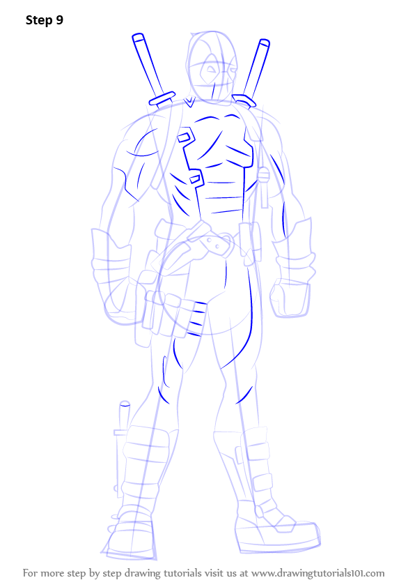 596x842 Learn How To Draw Deadpool Full Body - Deadpool Drawing In Pencil Full Body