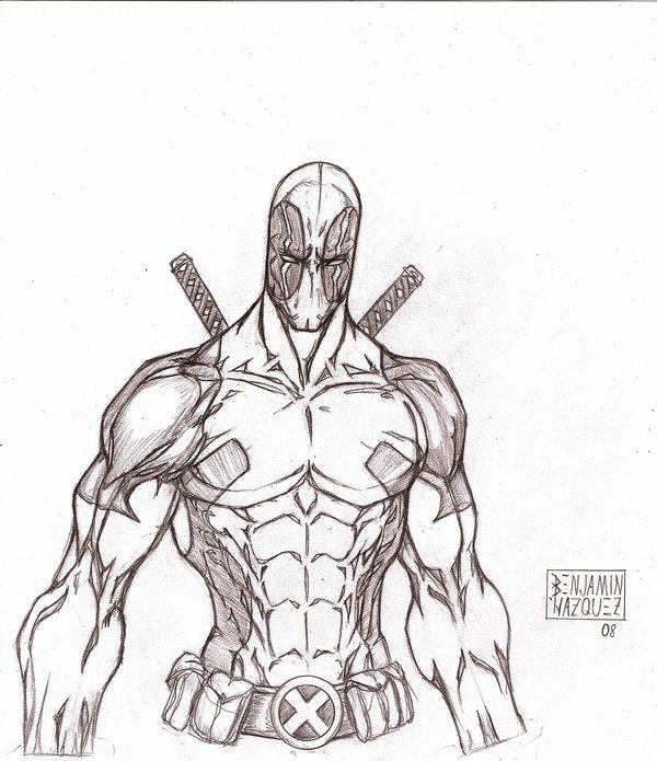 Deadpool Drawing In Pencil Full Body at Explore