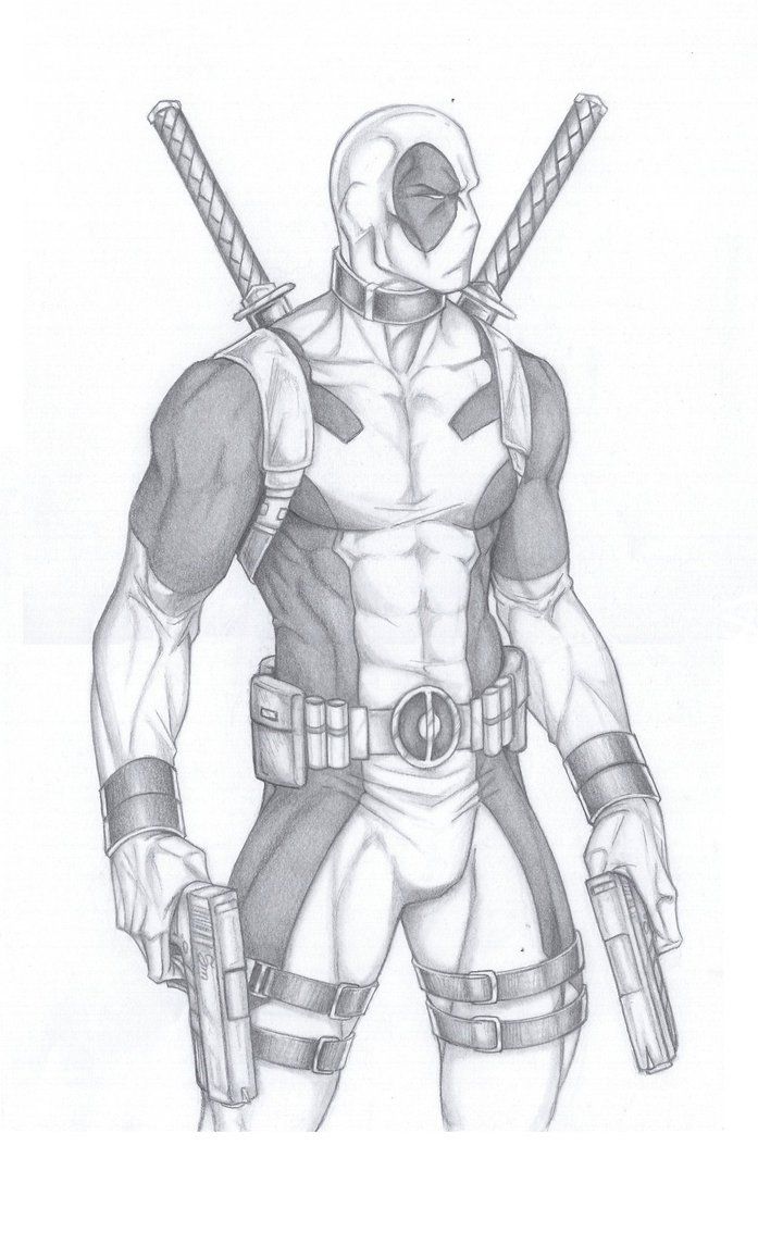 Deadpool Drawing In Pencil Full Body at PaintingValleycom