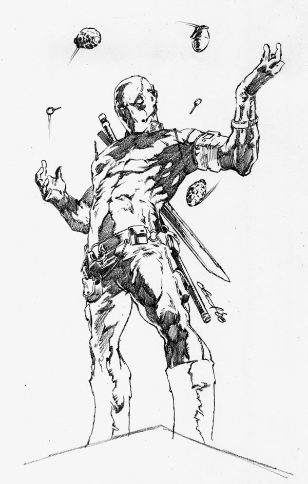 deadpool full body drawing