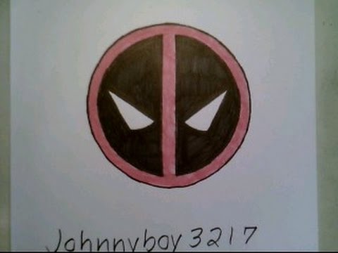480x360 How To Draw Deadpool Logo Sign Chibi Face Easy Step - Deadpool Logo Drawing