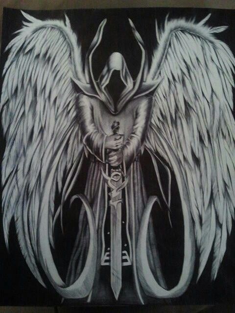 480x640 Azrael Reapers, Demons, Angels In Angel Of Death Tattoo - Death Angel Drawing