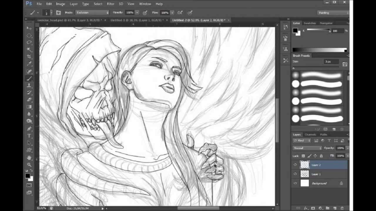 1280x720 Speed Draw Tattoo Angel Of Death Archangel - Death Angel Drawing