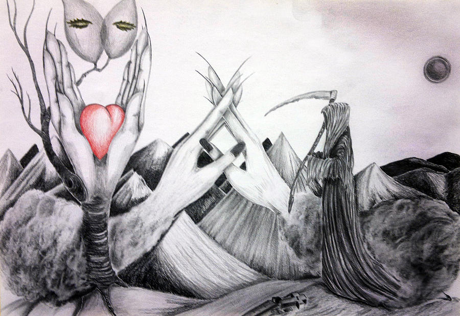 900x618 Life And Death Drawing - Death Drawings