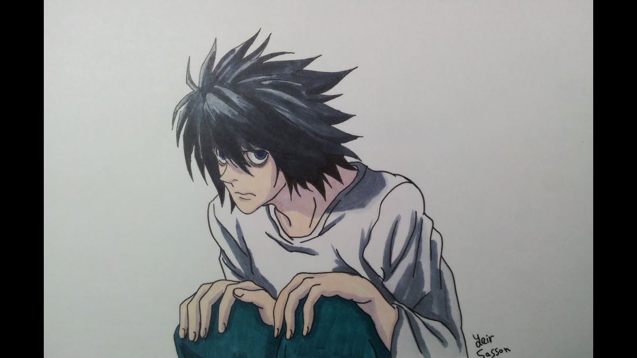 1280x720 Drawing L From Death Note - Death Note Drawings